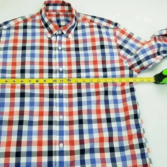 J Crew Medium Lightweight Button Down Red White Blue Long Sleeve Cotton Shirt - Picture 2 of 7